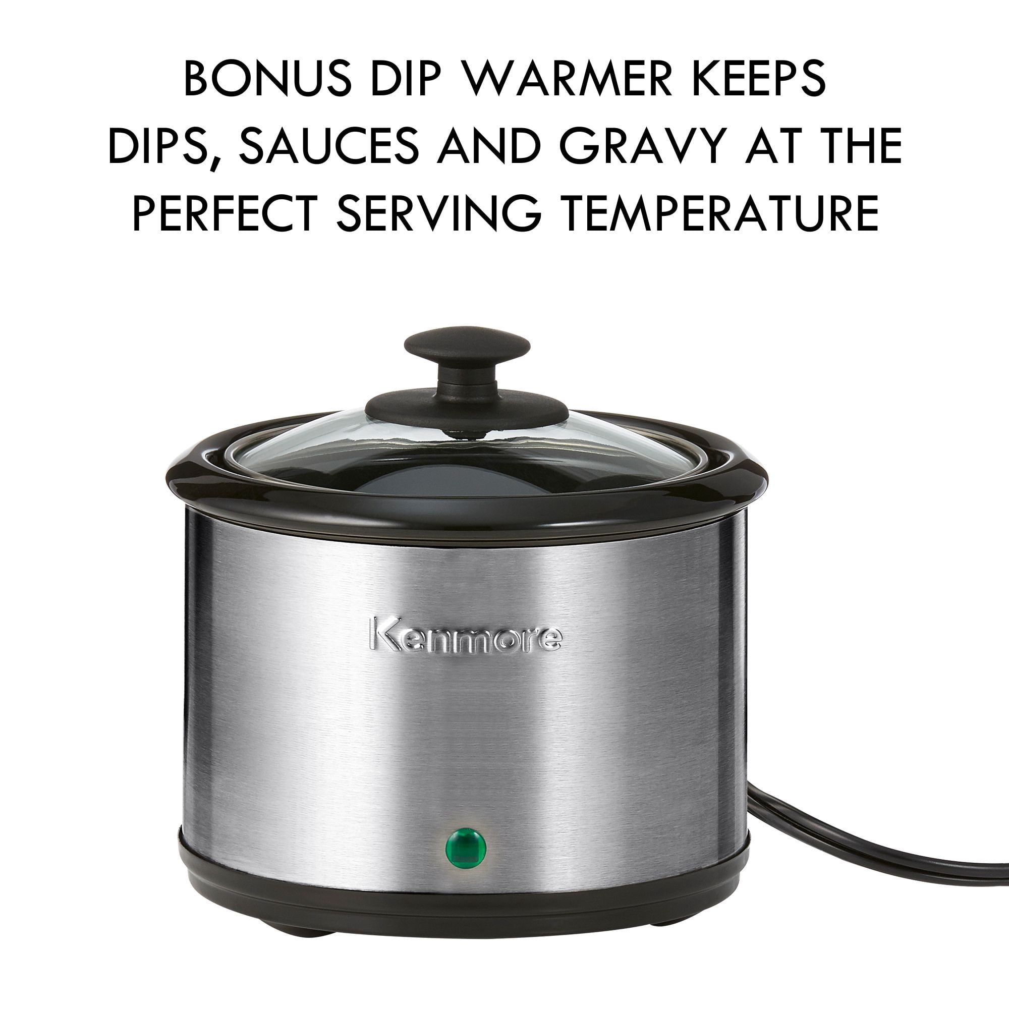 Kenmore 7-Qt Programmable Slow Cooker with Dipper (6.6L), Black & Silver, Easy to Use for Family Meals