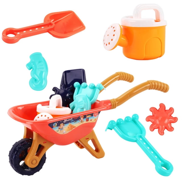 pdqouc 6-Pieces Beach Toy Sand Set with Bucket, Shovel, Rake and Molds, Complete Sandcastle Building Kit for Outdoor Sandpit Play, Perfect Summer Gift for Boys and Girls