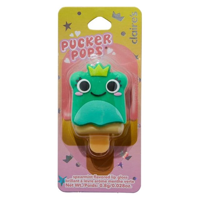 Claire's Pucker Pops Lips Gloss Princess Frog, Mint Flavored Gloss, 0.8g