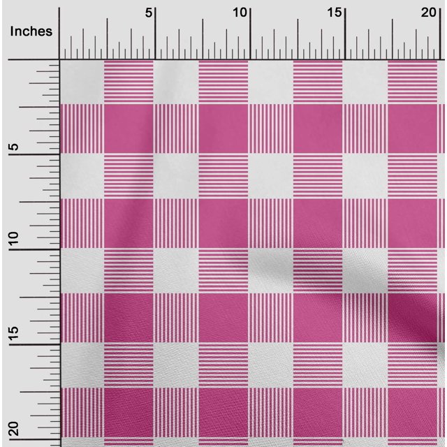 oneOone Polyester Lycra Pink Fabric Gingham Check Sewing Material Print Fabric By The Yard 56 Inches Wide