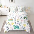thumbnail image 2 of 7 Piece Bed in a Bag Full Size Comforter Set for Kids Floral Turtle Bedding Set,Cartoon Animal Reversible Bed Set,Blossom Comforter with Sheet Set,All Season, 2 of 5
