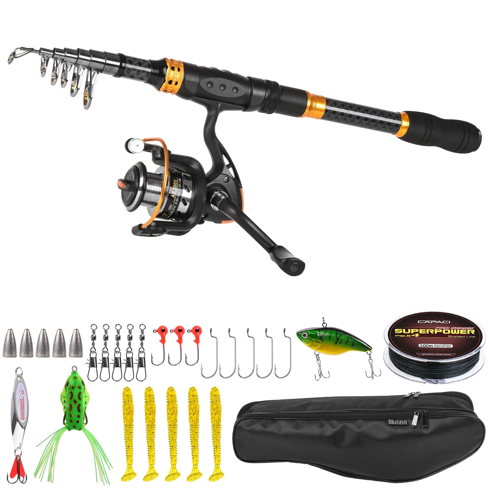 Fishing Rod and Reel Combo Carbon Fiber Telescopic Fishing Rod