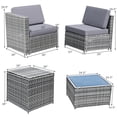 thumbnail image 2 of Gymax 8pcs Gray Rattan Wicker Set Cushioned Sectional Sofa Patio Home, 2 of 10