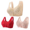 thumbnail image 1 of Lenpel Women's Plus Size Front Closure Bras 3 Pc No Underwire Printed Full Coverage Bralettes Comfortable Everyday Bras(Red,Medium), 1 of 6