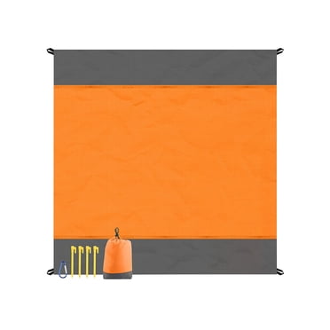 Z-423 Orange Très Grand Tapis de Plage Imperméable Extérieur Pique-Nique Camping Couverture Résistante au Sable Portable Pliable