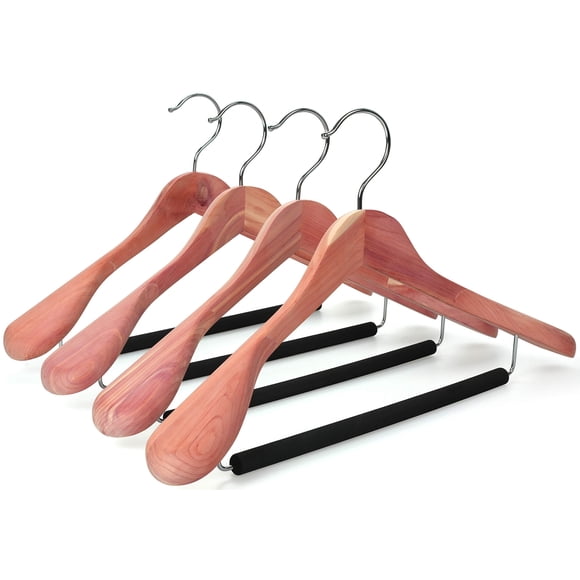 TOPIA HANGER Cintres pour Manteaux en Bois de Cèdre Rouge Américain Non Fini, Cintres de Luxe en Bois pour Vestes et Vêtements, Épaule Grand avec Noir
