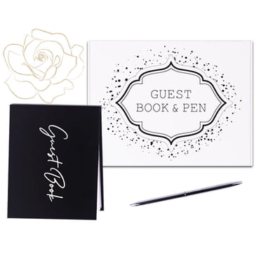 TFixol Elegant Black Wedding Guest Book Set with Pen and Card, 50 Sheets, 22.9x18.2cm, Perfect for Bridal Registry and Celebrations
