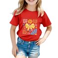 thumbnail image 4 of PMVFHDE T-Shirts Mignons Hauts Basiques pour Fille Hauts pour Fille Hauts Tendance pour Fille T-Shirts pour Fille Mode Garçon et Fille Tendance Décontracté Imprimé Col Rond Ample Manches Courtes T-Shirt Haut Rouge, 8-9 Ans, 4 of 4