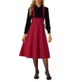 thumbnail image 1 of INSPIRE CHIC Jupe à Bretelles Taille Haute pour Femme, Lacée, Évasée, Midi, Rouge, m, 1 of 4