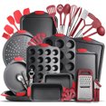 thumbnail image 1 of JoyTable Kitchen Black Utensil Set 24 Nylon Stainless Steel Utensil Set & Brown 15 Piece Bakeware Set, 1 of 1
