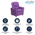 thumbnail image 4 of Contemporary Lavender Vinyl Kids Recliner with Cup Holder and Headrest, 4 of 9