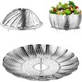 thumbnail image 2 of Panier Vapeur pour Légumes en Acier Inoxydable - Argent / Compatible avec Instant Pot, Panier Vapeur Réglable - Panier pour Poisson, Fruits de Mer, Modak, Dumplings, Momos, Cuisson / Passoire Polyvalente pour Légumes et Fruits, 2 of 5
