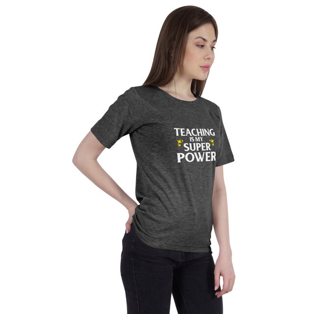 Inkmeso T-Shirt à Encolure Dégagée pour Femmes « Teaching Is My Super Power » Citation Graphique d'Enseignante