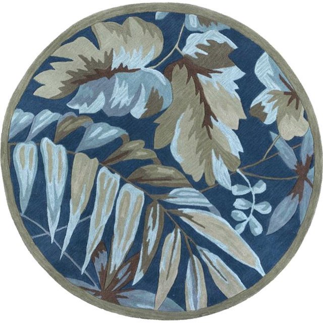 HomeRoots 353049 5 ft. 6 in. Round Polyester Ocean Area Rug