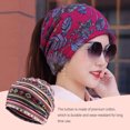 thumbnail image 2 of Tuque Décontractée Style Bohème Hijab Musulman Turban Extensible Mode Bonnets de Protection des Oreilles Accessoires de Coiffure Bonnet Rose Rouge à Rayures, 2 of 6