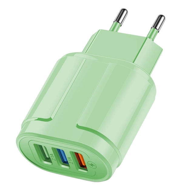 3-port USB Charging Head Macaron Color Matching Charging Head Portable USB Charging Head