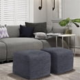 thumbnail image 3 of Simpli Home Fredrik Boho Square Pouf in Dark Blue Woven Genuine Leather, 3 of 7