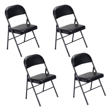 Ktaxon Folding Chairs Foldable Event Chairs with Super Soft Cushion, Ultra Thick Padded Chairs for Home, Office and Party Set of 4, Black