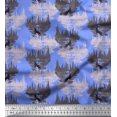 thumbnail image 1 of Soimoi Blue polyester Crepe Fabric Wolf & Landscape Nature Printed Fabric 1 Yard 52 Inch Wide, 1 of 5