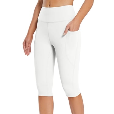 EQWLJWE Yoga Pants For Women Women's Knee Length Leggings High Waisted Yoga Workout Exercise Capris For Casual Summer With Pockets