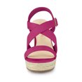 thumbnail image 2 of BLISSFUL STEP Sandales Compensées Espadrilles pour Femmes à Bride Cheville Croisée Rose Vif 8,5, 2 of 6