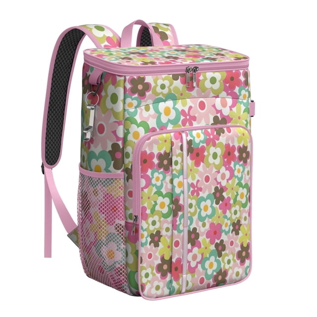 Boho Floral Design Backpack Cooler - 20L Leakproof & Lightweight, Perfect for Picnics and Outdoor Activities