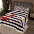 thumbnail image 2 of Erosebridal Nautical Anchor Coverlet Set King, Geometry Stripes Bedding Set, Sea Theme Decor, 3-Piece, 2 of 5