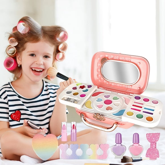 Pretend Play Toys for Toddlers,Educational Toys,Kids Cosmetic Toys Girls Lipstick Supplies Tote Box Set Washable Real Makeup Toys Set with Makeup Case Girls Toys Toddler Makeup Toys Birthday Gift