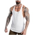 thumbnail image 1 of EOYWHK Mens Workout Tank Tops Quick Drying Racerback Tees Thin Straps Loose Fit Solid Color Gym Fitness Loungewear Activewear Tops, 1 of 6