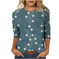 thumbnail image 1 of Pompotops T-shirt Ample Imprimé pour Femme Blouse à Manches 3/4 Col Rond Hauts Décontractés Liquidation, 1 of 5
