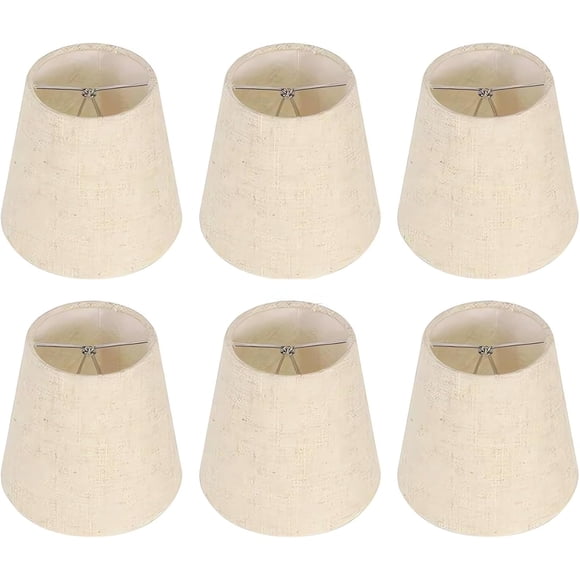Small Lamp Shades Clip on Bulb, Chandelier Shades Set of 6, Mini Linen Lampshade 3.5x5x5.5in Small Lamp Shade for Chandelier Lamp Replacement
