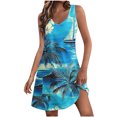 thumbnail image 2 of Ovzne Robes pour Femmes 2025 Robe Femme Mode d'Été pour Femmes Plage Poche Imprimé Sans Manches Robe à Col en V Robe de Printemps Imprimée Liquidation, 2 of 7