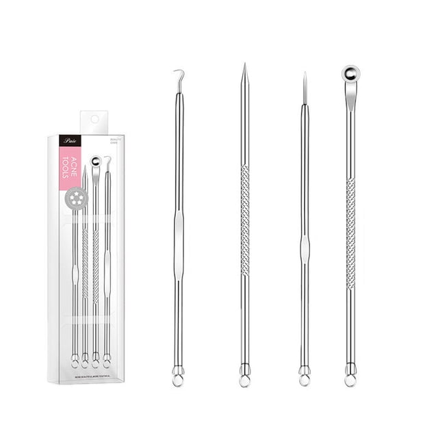 EGNMCR Closed Needle Set Cell Clamp Black Head Clamp Tweezers Squeezing Tool Acne Needle