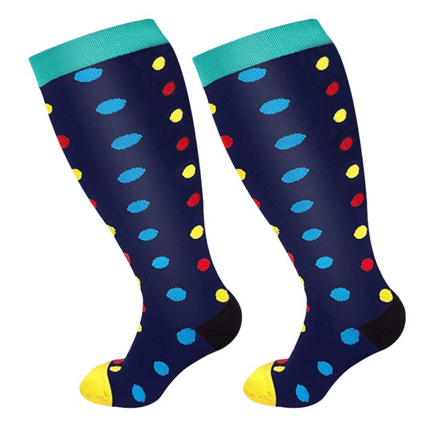 HLONK Plus Size Compression Socks Plus Size Compression Socks for Women and Men M-edical Extra Wide Calf Compression Nylon Socks