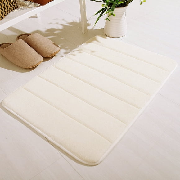 Herrnalise Memory Foam Bath Mat, 24" x 16", Ultra Soft and Non-Slip Bathroom Rugs, Water Absorbent and Quick Drying, Machine Washable Bath Rug for Bathroom, Shower and Tub, White