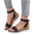 thumbnail image 4 of Mefallenssiah Women'S Slope Heel One Line Buckle Mules Middle Heel Slippers Roman Sandals, 4 of 7