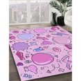 thumbnail image 3 of Ahgly Tapis Rond Lavable en Machine Intérieur Transitionnel Orchidée Violet, 7 Pieds Rond, 3 of 7