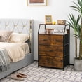 thumbnail image 4 of Gymax Commode 2 Pcs à 4 Tiroirs, Haute et Grand, Unité d'Organisation de Rangement avec Dessus en Bois, Bacs en Tissu, 4 of 10
