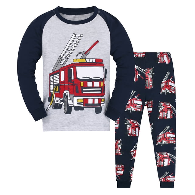 MIASHUI Ensemble de Pyjama pour Petits Grands Garçons Filles, Pyjamas pour Enfants en Coton, Gris, 7-8 Ans