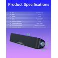 thumbnail image 2 of Computer Speakers, HiFi Sound Quality Computer Sound Bar, USB Powered PC Speakers, Bluetooth 5.0 and 3.5mm Aux-in Computer Speakers for Desktop, Laptops, PCs, Phones, Tablets, Xb, 2 of 7