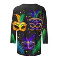 thumbnail image 4 of Penkiiy Blouse de Carnaval Manches 3/4 Chemise de Printemps Tee Quotidien Imprimé Masque Blouse Mardi Gras Col Rond 2024 Tee Tunique Habillée 3TG Multicolore, 4 of 5