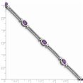 thumbnail image 2 of 925 Sterling Silver Textured Polished Box Catch Closure Amethyst Bracelet 7 Inch Box Clasp Measures 7mm Wide Jewelry Gif, 2 of 4