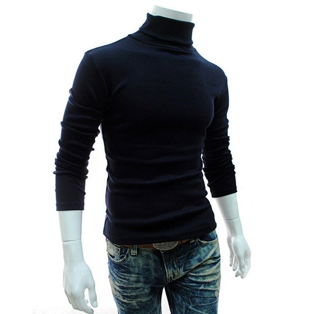 Men‘S Autumn Solid Color Half-High Collar Tight-Fitting Bottoming Long-Sleeved T-Shirt