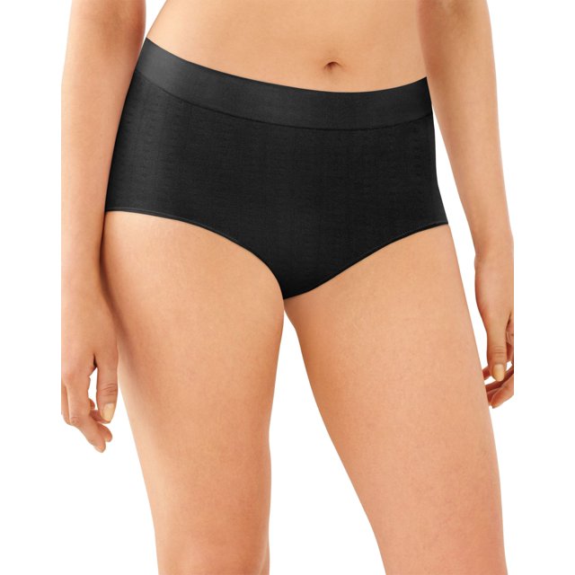 Bali Womens One Smooth U All Around Smoothing Brief, 6, Black Pointelle