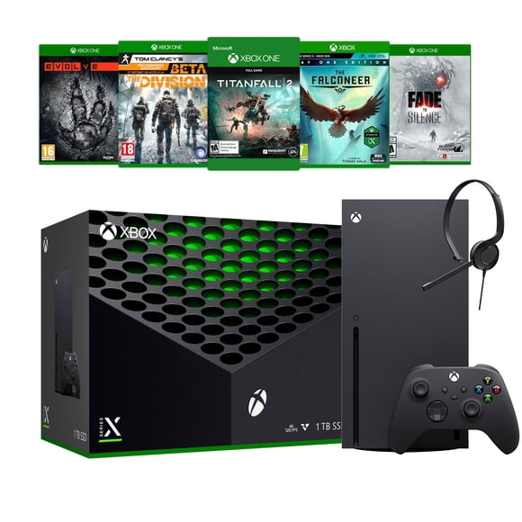 Nouvelle Console Xbox Series X 1 To SSD 2020 en Ensemble avec Cinq Jeux et Casque de Clavardage Xbox