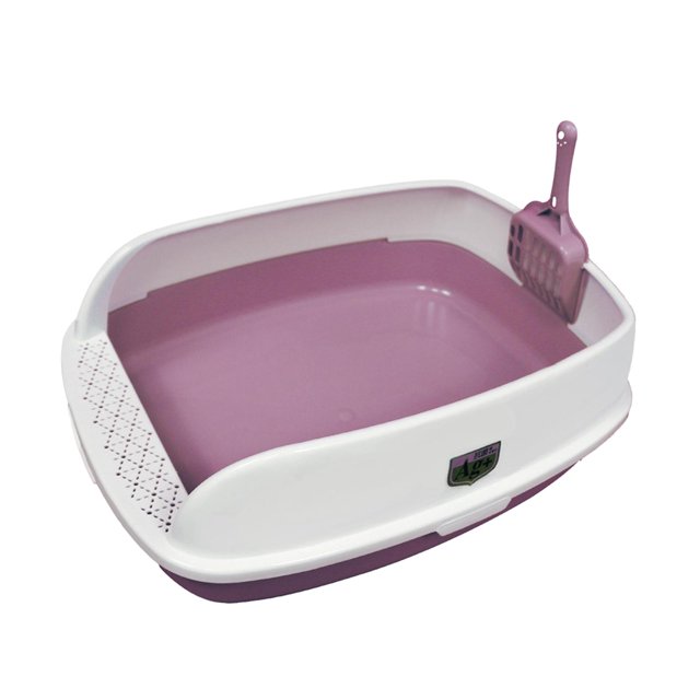 High Face Cat Litter Box Cat Potty Toilet with Detachable Frame Kitten Potty Pan Pink