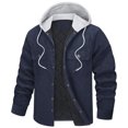 thumbnail image 2 of KIHOUT Winter Warm Coats Men Button-up Cardigan Carry Pockets Solid Color Long Sleeve Hooded Jacket,Size M-5XL, 2 of 5