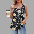 thumbnail image 2 of UPPADA Camisoles Mignonnes pour Femmes Tendance Col Rond à Fleurs Hauts d'Été Sans Manches Blouses Chic Décontracté Débardeurs Graphiques Noir,m, 2 of 5