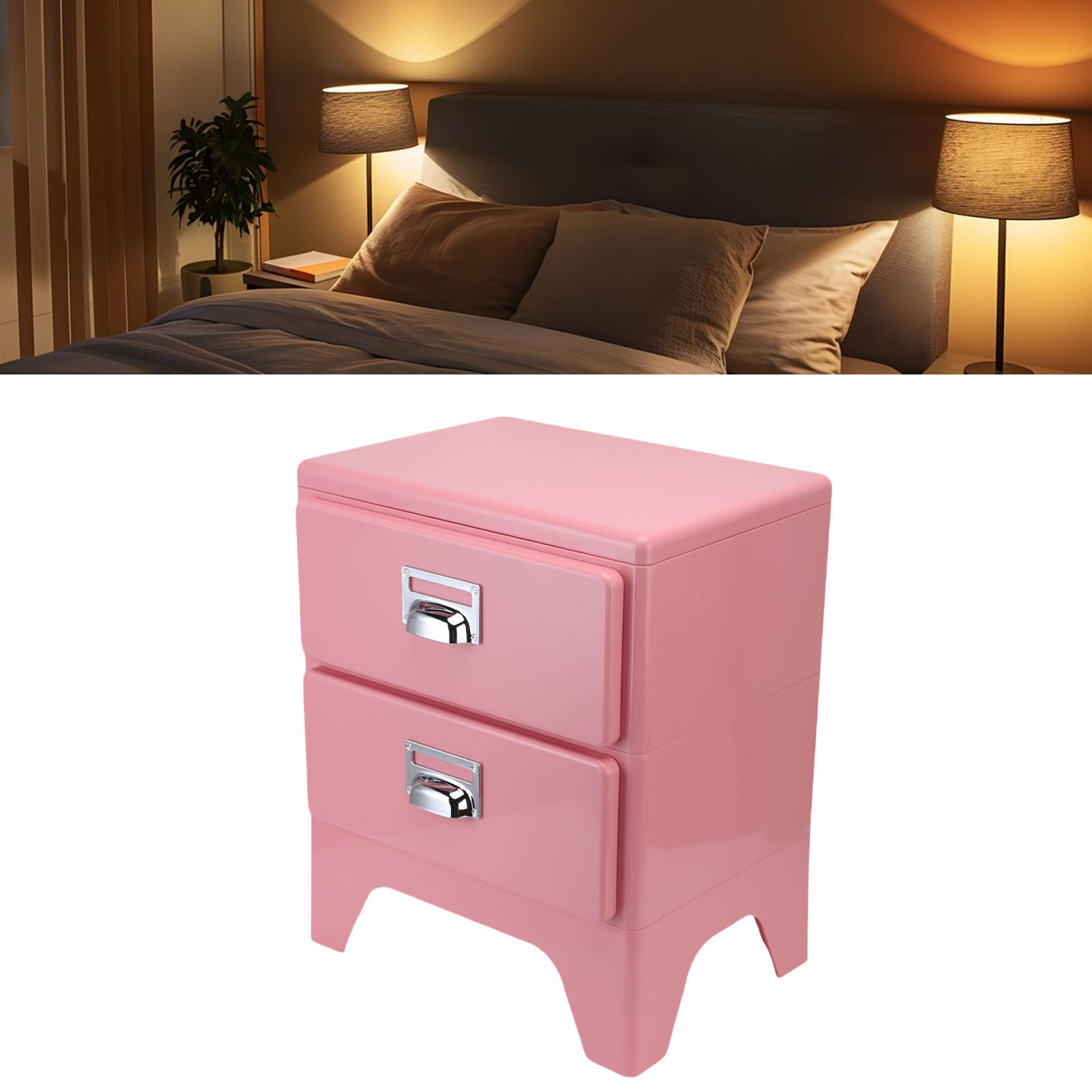 Bedside End Table, 2 Drawers Nightstand PP Creative Vintage  for Sofa