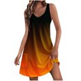 thumbnail image 1 of Penkiiy Robes d'Été pour Femmes Évasées Boho à Imprimé Floral Robes de Plage Sans Manches Robe de Plage avec Poches m Orange, 1 of 6